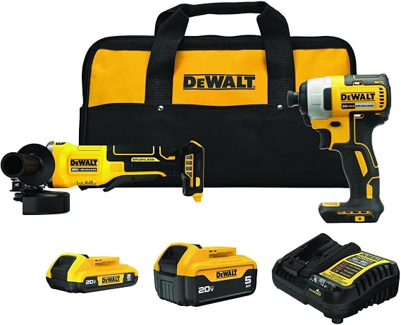 DEWALT 20V MAX Cordless Brushless Grinder Impact Driver Combo (DCK234D1P1)