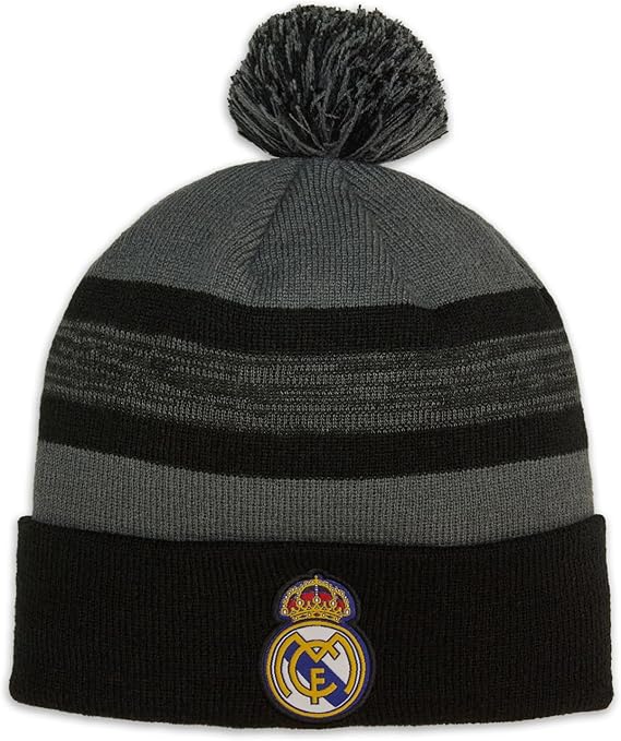 Icon Sports Compatible with Real Madrid Official Grey with Black Line Pattern Beanie