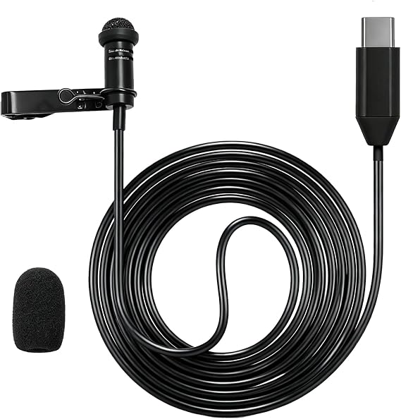 Type C Lavalier Microphone Compatible with iPhone 15 16 17,for Galaxy S23 /S22 /S21 Smartphone,Android iPad 10 iPad Pro Air 5 4 Computers PC for Vlogging Interviews Live Streaming,5ft