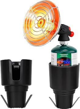 Golf Cart Heater, Portable Propane Heater with Cup Holder Fits Most Golf Cart Accessories Car, Safe Camping Tent Heaters Cordless, Control Valve, Winter outdoor Heating Helper