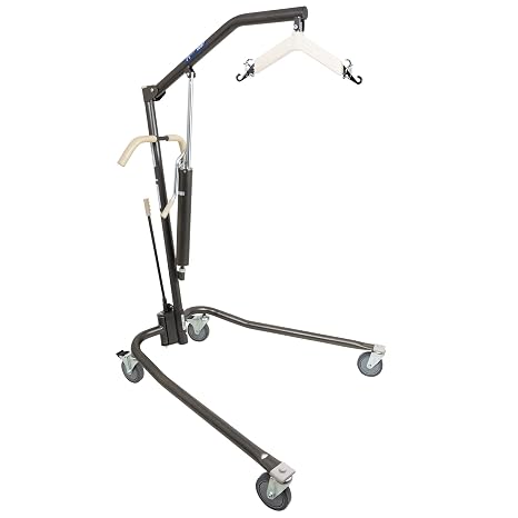 ProBasics Heavy Duty Patient Lift, 450 lbs, Hydraulic Medical Lift for Home Use, Swivel Caster, Alloy Steel, Hammertone Finish, Adjustable Width Base, Compatible with 4 or 6 Point Lift Slings