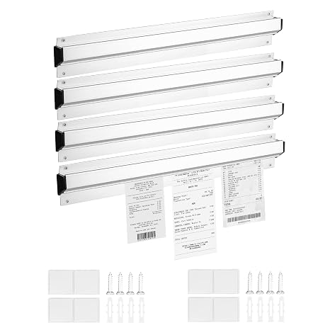 4Pcs Tab Grabber Wall Mount 40cm Restaurant Order Holder Aluminium