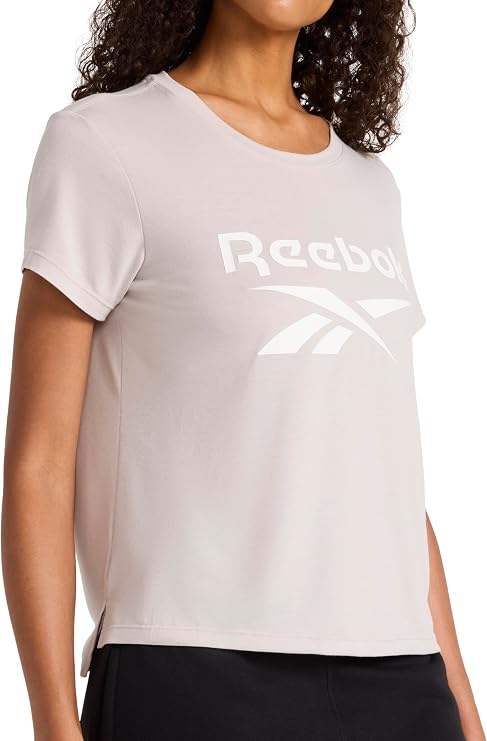 Reebok Women's Crewneck T-Shirt, Standard Fit, Lightweight Stretch Poly Soft Jersey Fab