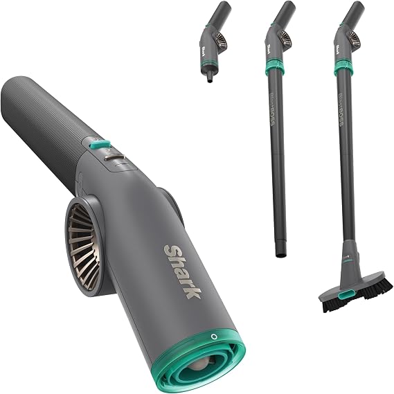 NEW Shark BlastBoss All-in-One Air Blasting System with BlastBroom, Precision Nozzle, Extension Wand, Indoor/Outdoor Cleaning, 0-190 MPH, Cordless Handheld Blower, Rechargeable, Charcoal, AB2111