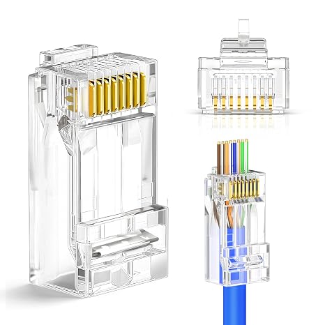 50 Pack Cat6 RJ45 Pass Through Connectors Cat 6 Ends