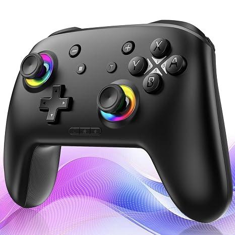 GAMEASY Switch 2 controller - Enhanced Wireless Bluetooth Controller with Wake Up/Hall Joysticks/Programmable/Turbo/9 RGB Lighting - Work for Switch2/1/oled/lite,Windows PC,Android,IOS and Steam Black