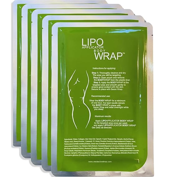 Ultimate Lipo Body Wrap With Guarana, Green Tea, and Seaweed Wraps Works for Stomach Belly Legs Arms Abdomen 5 Wraps