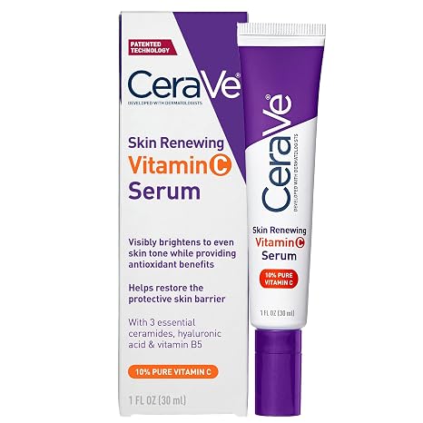 CeraVe Vitamin C Serum with Hyaluronic Acid Skin Brightening Serum for Face with 10% Pure Vitamin C Fragrance Free 1 Fl. Oz