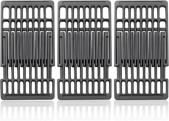 Adjustable Cast Iron Grill Grates, Universal Cooking Grid Grates Replacement for Gas Eletric Grill, Extends from 14" to 20" L, 8" Wide, 3 Pack