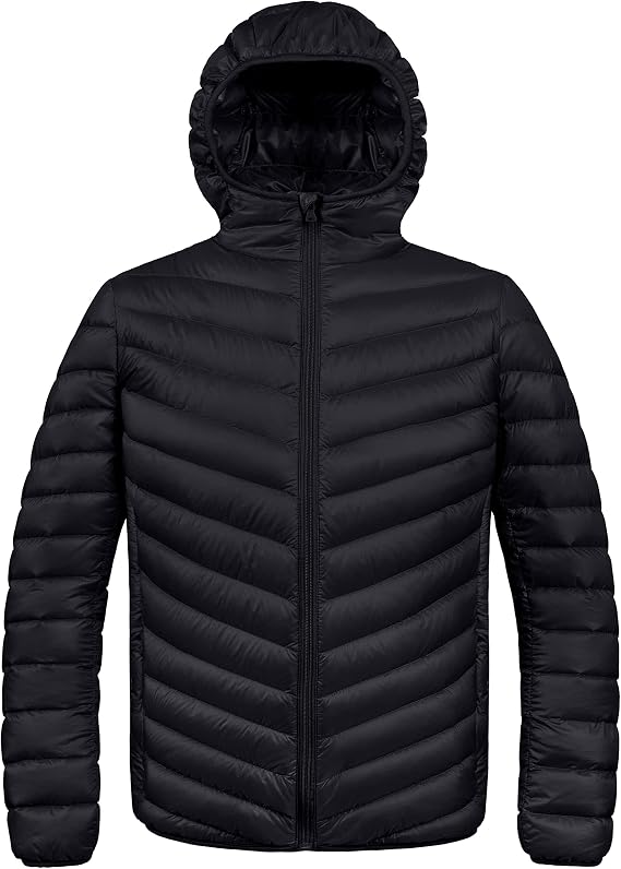 ZSHOW Men's Packable Puffer Jacket Warm Hooded Lightweight Winter Coat