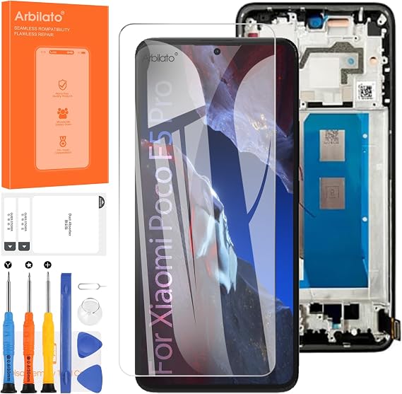 AMOLED Screen for Xiaomi Poco F5 PRO Screen Replacement for Xiaomi Poco F5 PRO LCD Screen 23013PC75G Touch Display Digitizer Assembly Repair Parts(Black with Frame)