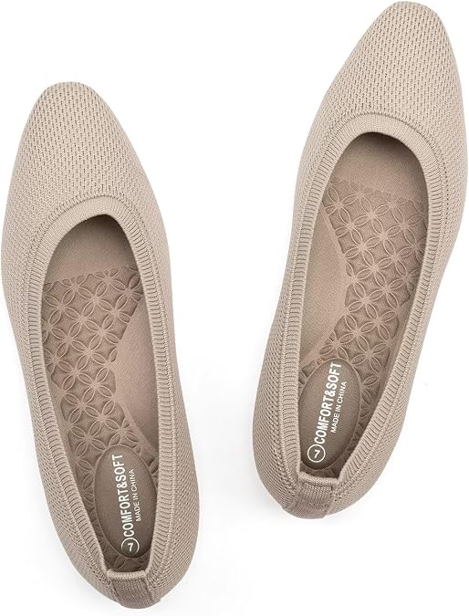 FRANK MULLY Women's Knit Ballet Flat Foldable Squared Toe Shoes Slip-On Dressy Flats Shoes Casual Business Work Office