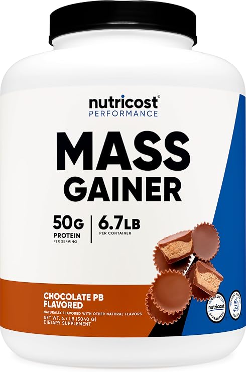 Nutricost Mass Gainer Powder (Chocolate Peanut Butter) 6.7 LBS, GMO-Free | 50 Grams of Protein Per Serving