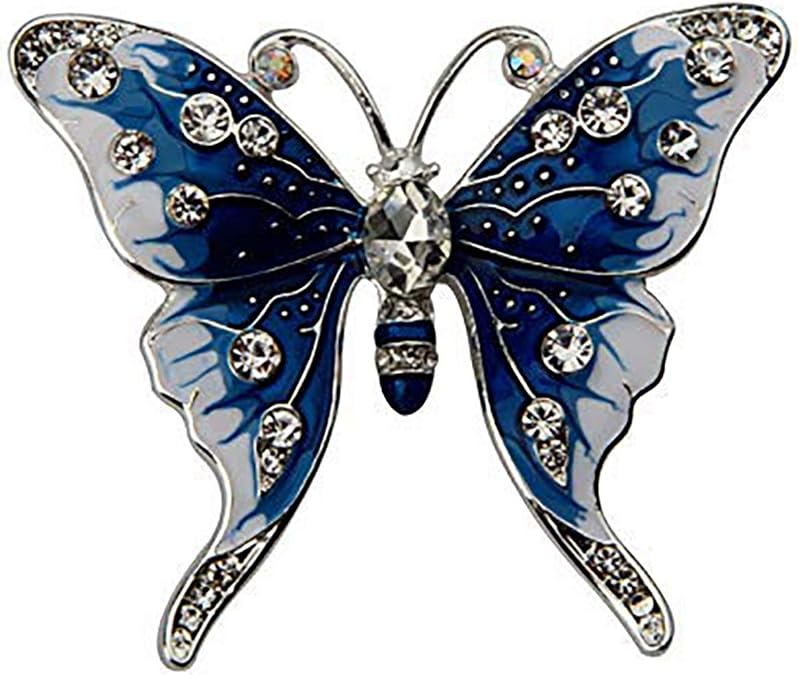 FEELMEM Crystal Rhinestone Butterfly Brooch Pin Blue Color Butterfly Brooches for For Women Wedding/Banquet/Birthday Party