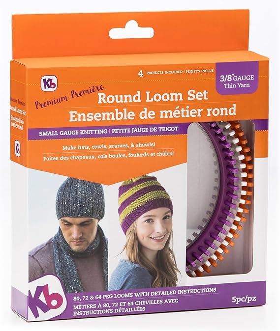 Authentic Knitting Board ' Premium' Round Loom Set, 3/8" Gauge, (KB)