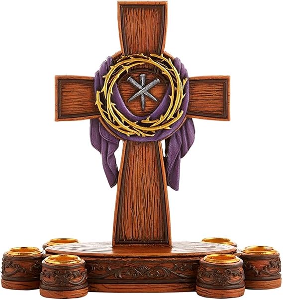 CBC Group Crucifix Candleholder for Lent, 8.25" Tall, Crown of Thorns