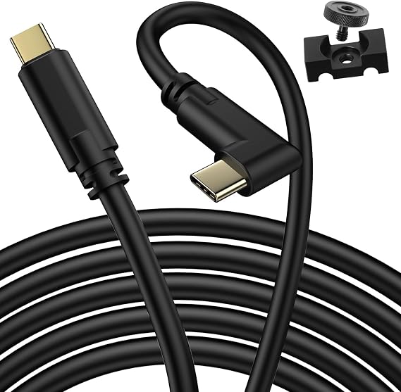 Jelanry Camera Tether Cable USB C to USB C 90 Right Angle, for Power Delivery, 5Gbps Data Transfer, Charging Between Camera & Computer+ Tethering Cable Lock Clamp for Sony Canon Nikon, 16.4 feet 5m
