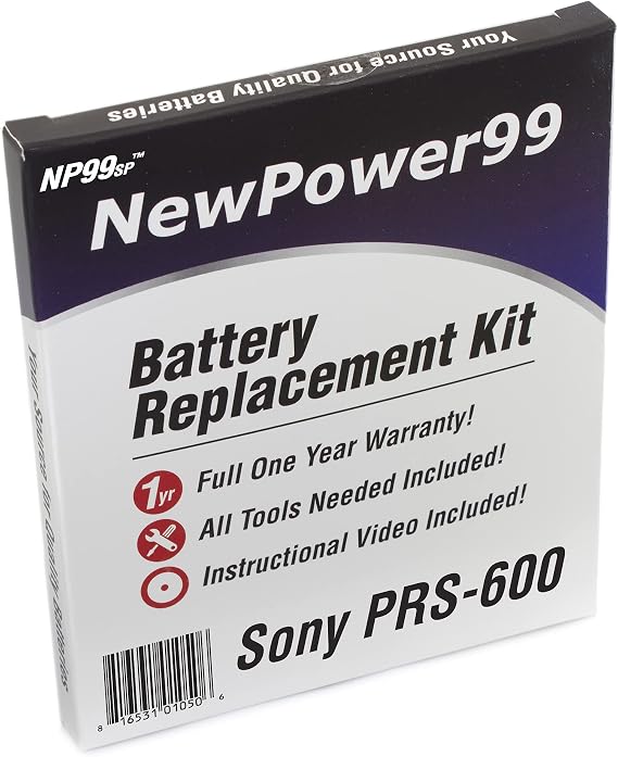 NewPower99 Battery Replacement Kit with Battery, Video Instructions and Tools for Sony PRS-600