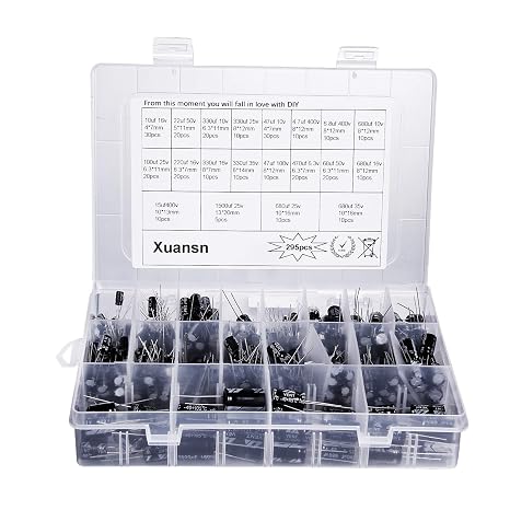 Capacitor 4.7UF 6.8UF 10UF 15UF 22UF 47UF 100UF 220UF 330UF 470UF 680UF 1500UF Electrolytic Capacitors Kit 6.3V 10V 16V 25V 35V 50V 100V 400V,295Pcs
