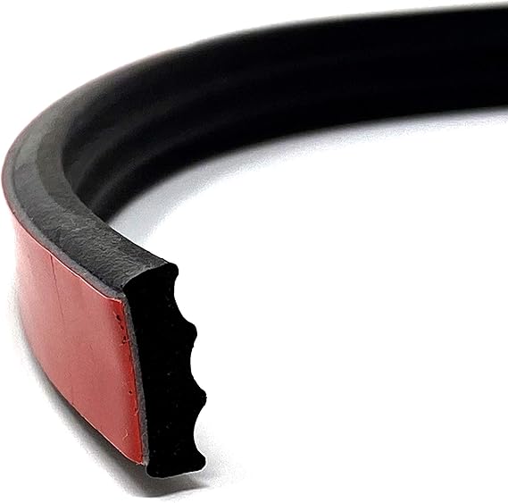 ESI Ribbed Rectangle Rubber Seal .187 Height .500 Width 25 Length EPDM Foam Rubber Seal with Acrylic Adhesive Foam Tape, Ideal Door and Window, Automotive Weather Stripping, Garage, Cars, Boats