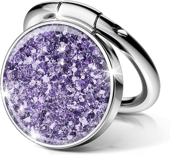 GVIEWIN Bundle - Compatible with iPhone 14 Case(Foliolosa/Purple)+ Gliter Phone Ring Holder (Glitter/Purple)(2 Items Bundle)