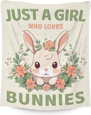 Bunny Blanket Gifts for Kids - 30x40 Inches Cute Bunny Throw - Light Green Soft Fuzzy Plush Blankets for Couch, Office