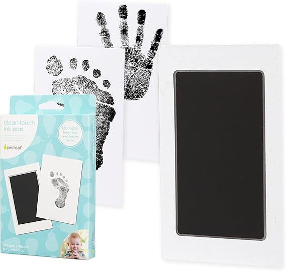 Pearhead Inkless Baby Hand and Footprint Kit Mess Free Clean Touch Ink Pad for Newborn Keepsake, Zero Ink on Skin, Dog Nose & Paw Print Kit, Ideal New Mom Gift, 1 Ink Pad + 2 Art Cards