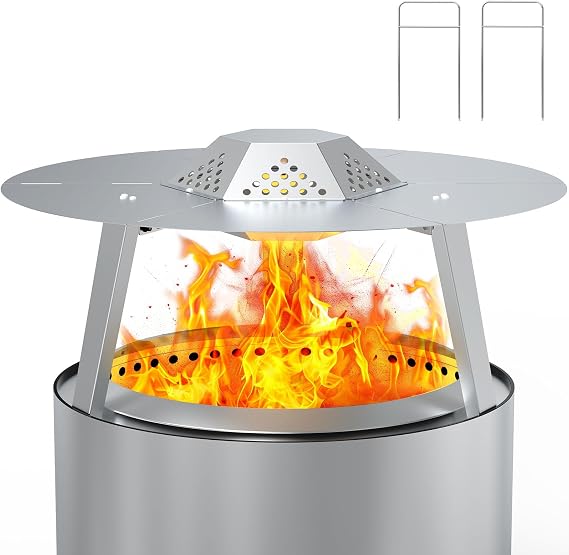Heat Deflector for Solo Stove 19.5" Bonfire 1.0 2.0 Fire Pit Accessories Stainless Steel 304 Heat Diffuser with Carrying Handle and 3 Support Leg for 19.5 Inch Other Outdoor Indoor FirePits Accessory
