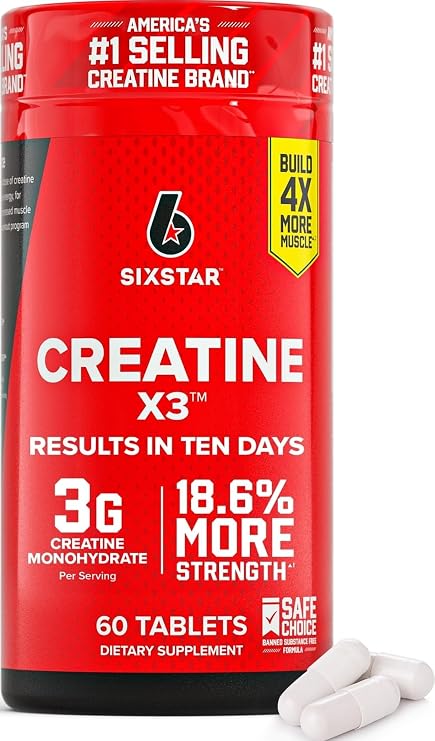 Six Star Creatine Pills, X3 (60 Caplets) - Creatine for Women & Men - Creatine Capsules Support Muscle Strength - Pre & Post Workout Creatine Supplement for Muscle Recovery & Building - 20 Servings