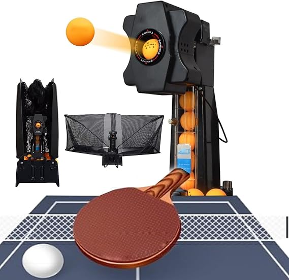 Table Tennis Robot Ball Machine, Table Tennis Robot, Ping Pong Ball Machine, Automatic Table Tennis Machine with Various Spin Balls for Training, for Practicing at Home School
