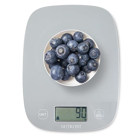 NUTRI FIT 11lb Food Scale Kitchen Scales Digital Weight Grams & Ounces Grey