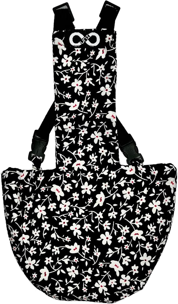 Chicken Diapers for Indoor Chickens, Duck Diapers for Pet Ducks, Ducklings, Pigeons, Goslings - Reusable, Adjustable Diaperalls by Uni Infinity (Black Floral, Chicken Large, 1, Count)
