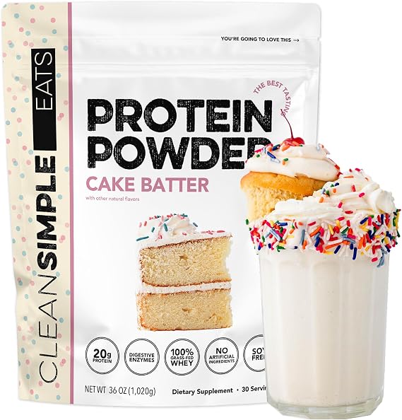 Clean Simple Eats Whey Isolate Protein Powder, Cake Batter, 30 Servings