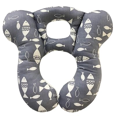 DEEZOMO Baby Travel Pillow,Soft and Skin Friendly Kids Cushion for Car Seat - Newborn Pillow for Pushchair,Car Seat,Travel Gray Fish