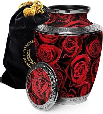Commemorative Cremation Urns for Human Ashes Adult Female Cremation Urn for Ashes for Women - Personalized Decorative Urns - Beautifully Handcrafted Urn for Women Large Crimson Rose