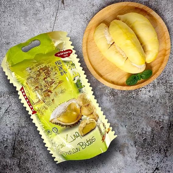 Thai Flavour Musang King Durian Cake, 6.4oz 6 Individually Wrapped Pieces, Soft Chewy Malaysian Durian Snack