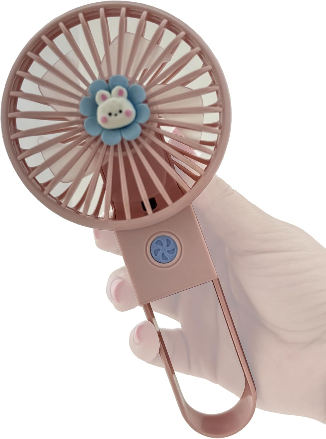 Coverzone Portable Mini USB Fan Led Illuminated Desktop 3 Levels Built-in Light Handheld or Desktop Use Rechargeable Mini Fan Cooler Pocket Size 11cm Mini Fan YS2269 (Pink)