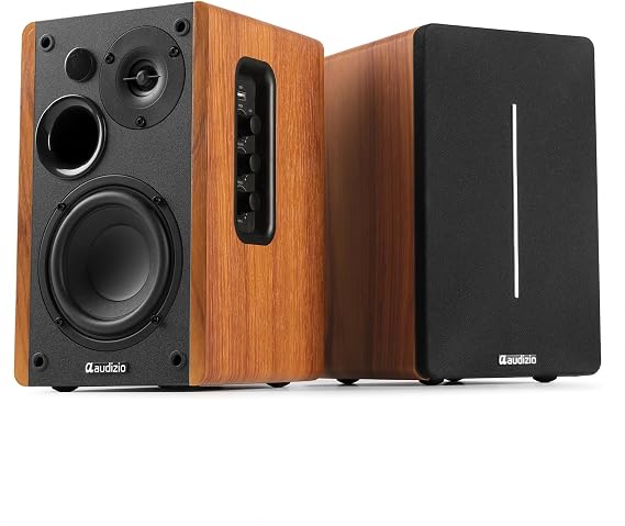Audizio KS01B Active Bluetooth Bookshelf Speakers, 120W, HiFi, Wood