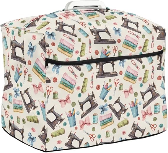 Sewing Accessories Pattern Dust Cover for Sewing Machine with Handle Anti Dust Anti Scratch Sewing Machine Cover Protective Case for Machine with Handle