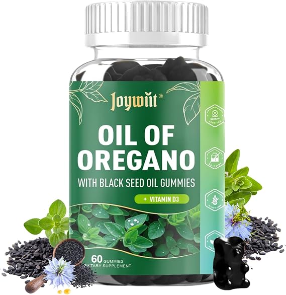 Oregano Oil 300mg Black Seed D3 Gummies Immune Support 60ct