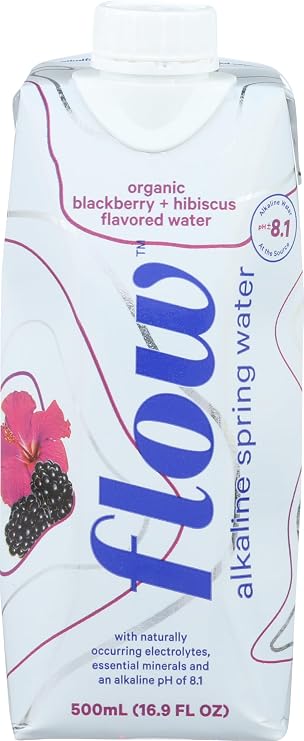 FLOW WATER Organic Blackberry Hibiscus Alkaline Water, 16.9 FZ
