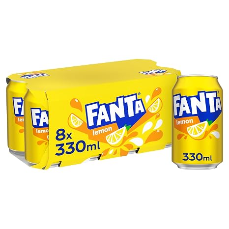 Fanta Lemon Soft Drink Cans, 8 x 330 mL