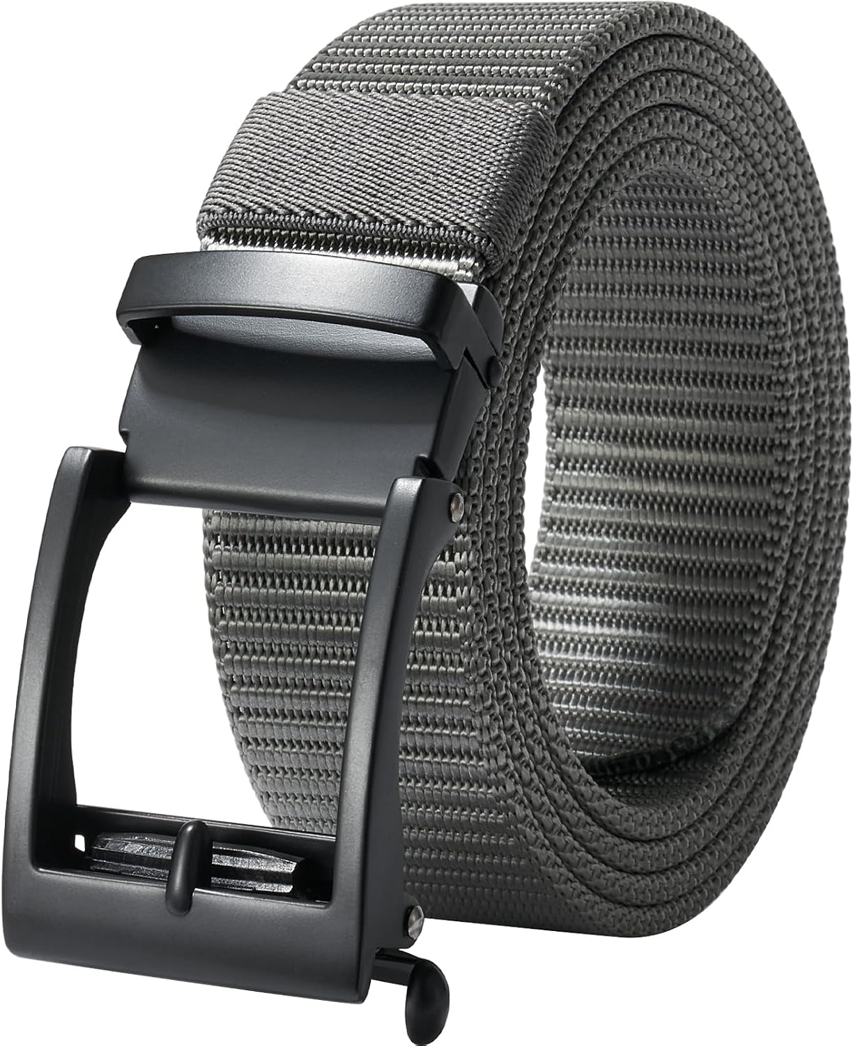 LionVII Mens Ratchet Belts, 1 38 Casual Nylon Strap Belt for Men with Click Buckle, Adjustable Trim to Fit 27-49 Waist