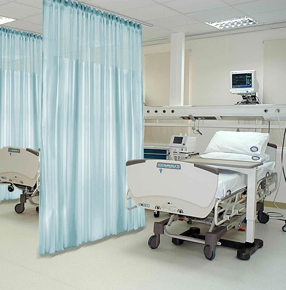 Frelement Extra Wide 144" W x 96" L Flat Hooks Medical Curtain Privacy Room Divider Drapes for Hospital, Medical Clinic, SPA, Lab, Office, Nursery, Light Blue, 1 Panel (Not Included Track Hardware)