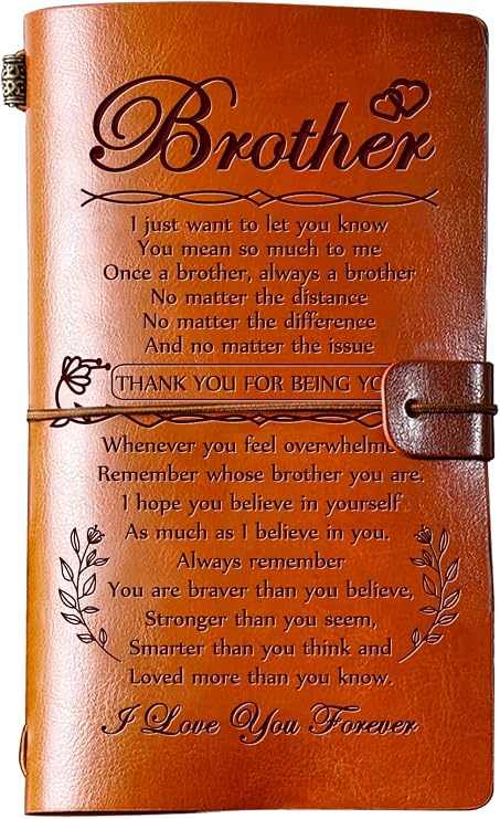 Hiipeenow Brother Gifts from Sister, Leather Travel Journal 140 Pages