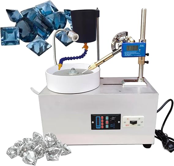 Gem Faceting Machine,Jade Grinding Polisher,110V/220V Electric Lapidary Water Grinding Equipment,with LED Lighting and Angle Digital Display(220V)