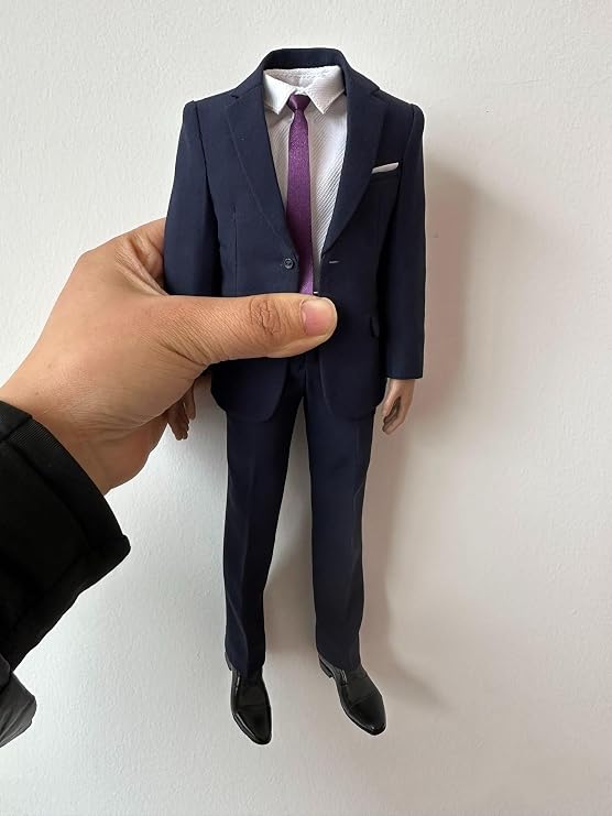 1/6 Scale Male Clothes, Man Suit Set Clothing for 12-inches Male Action Figure Body, 1/6 Man Action Figure Business Suit with Shirt & Tie Accessory Costume Outfit (Navy)