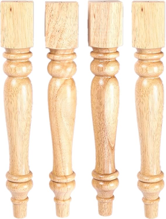MYOYAY 14 in (35 cm) Wooden Furniture Legs - 4 Pcs Turned Table and Bench Legs for Coffee Table, TV Bench
