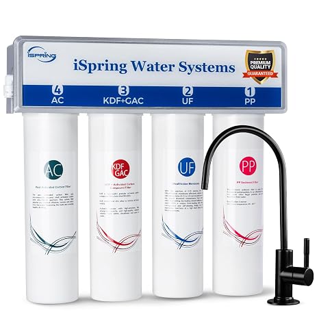 iSpring CUA4-BLK 4-Stage Ultra Filtration Under Sink Water Filter System
