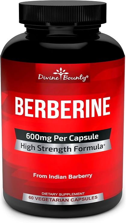Divine Bounty Berberine Supplement with 600mg Berberine HCl, 60 Capsules
